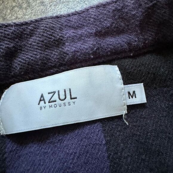 Azul By Moussy Size Medium Purple Button Up Heavy Shirt 100% Cotton - Picture 7 of 12